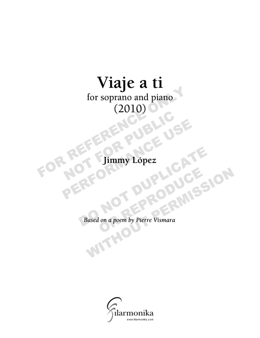 Viaje a ti, for soprano and piano