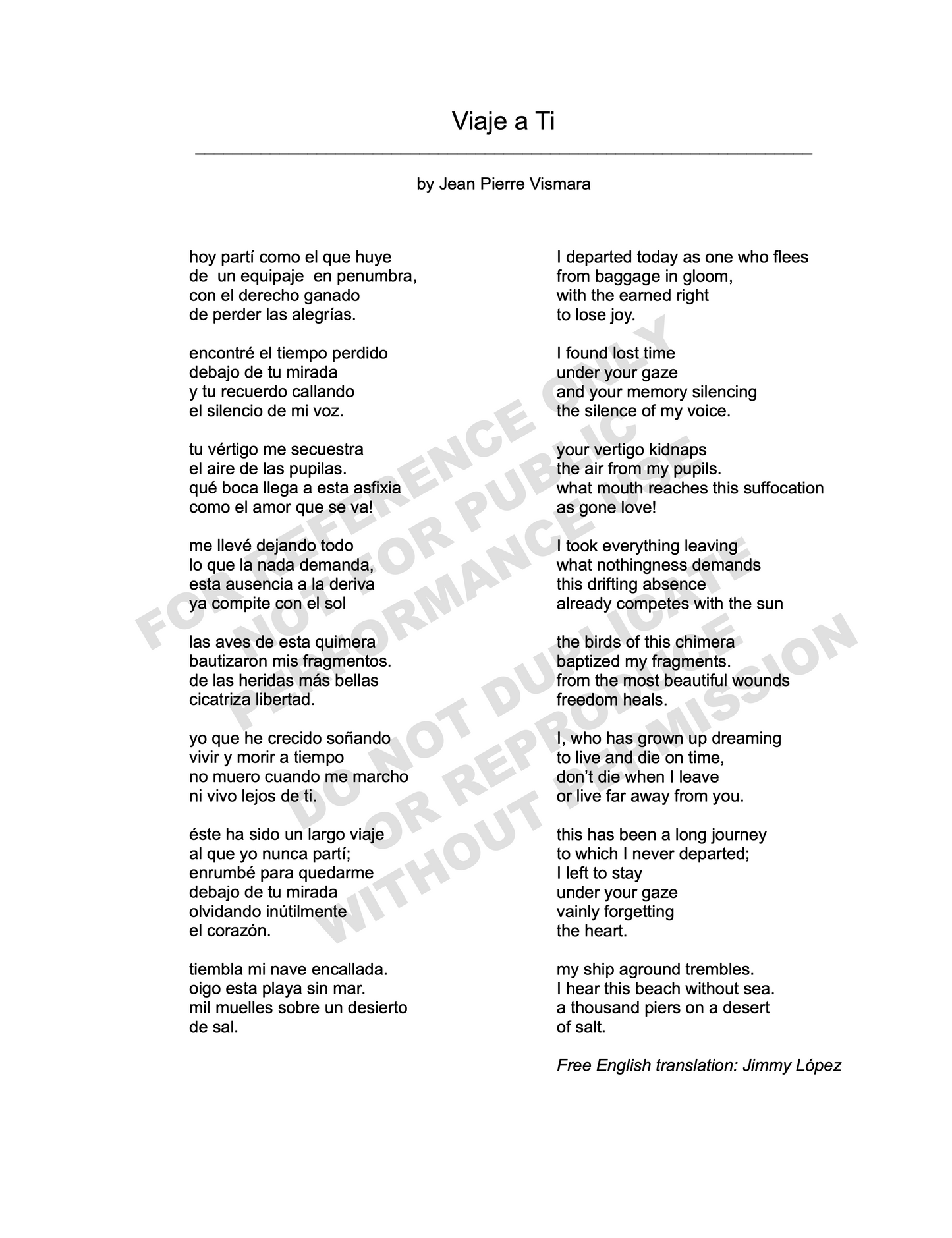 Viaje a ti, for soprano and piano