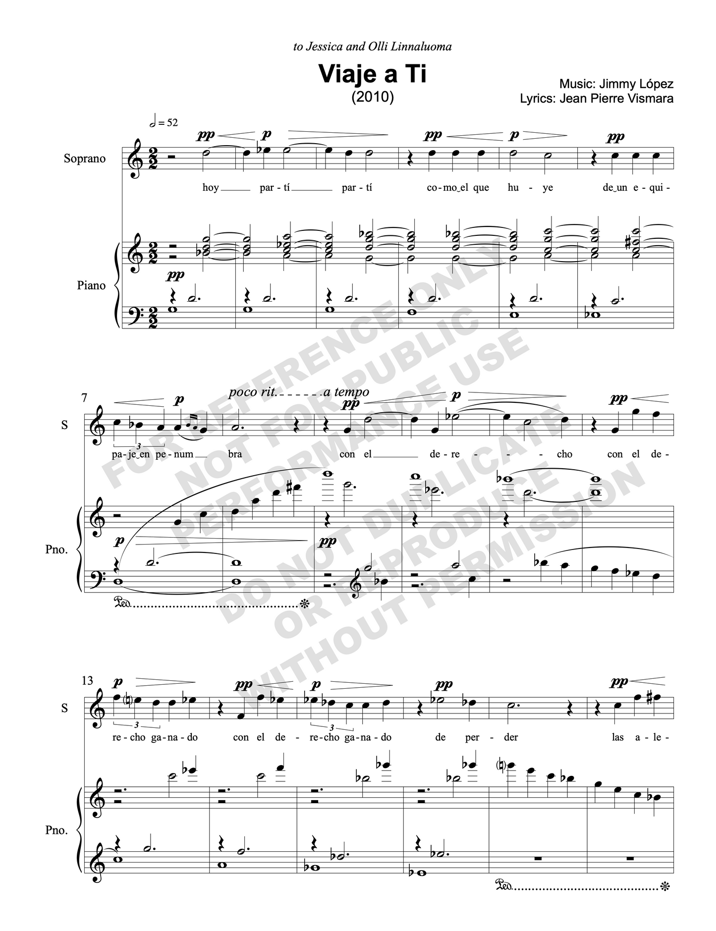 Viaje a ti, for soprano and piano