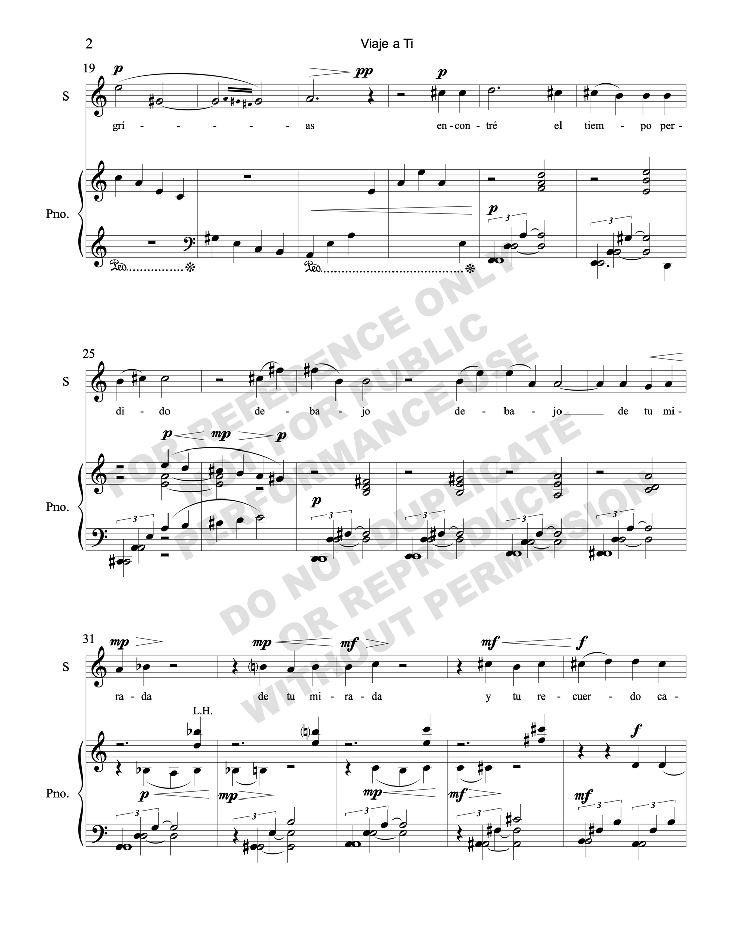 Viaje a ti, for soprano and piano