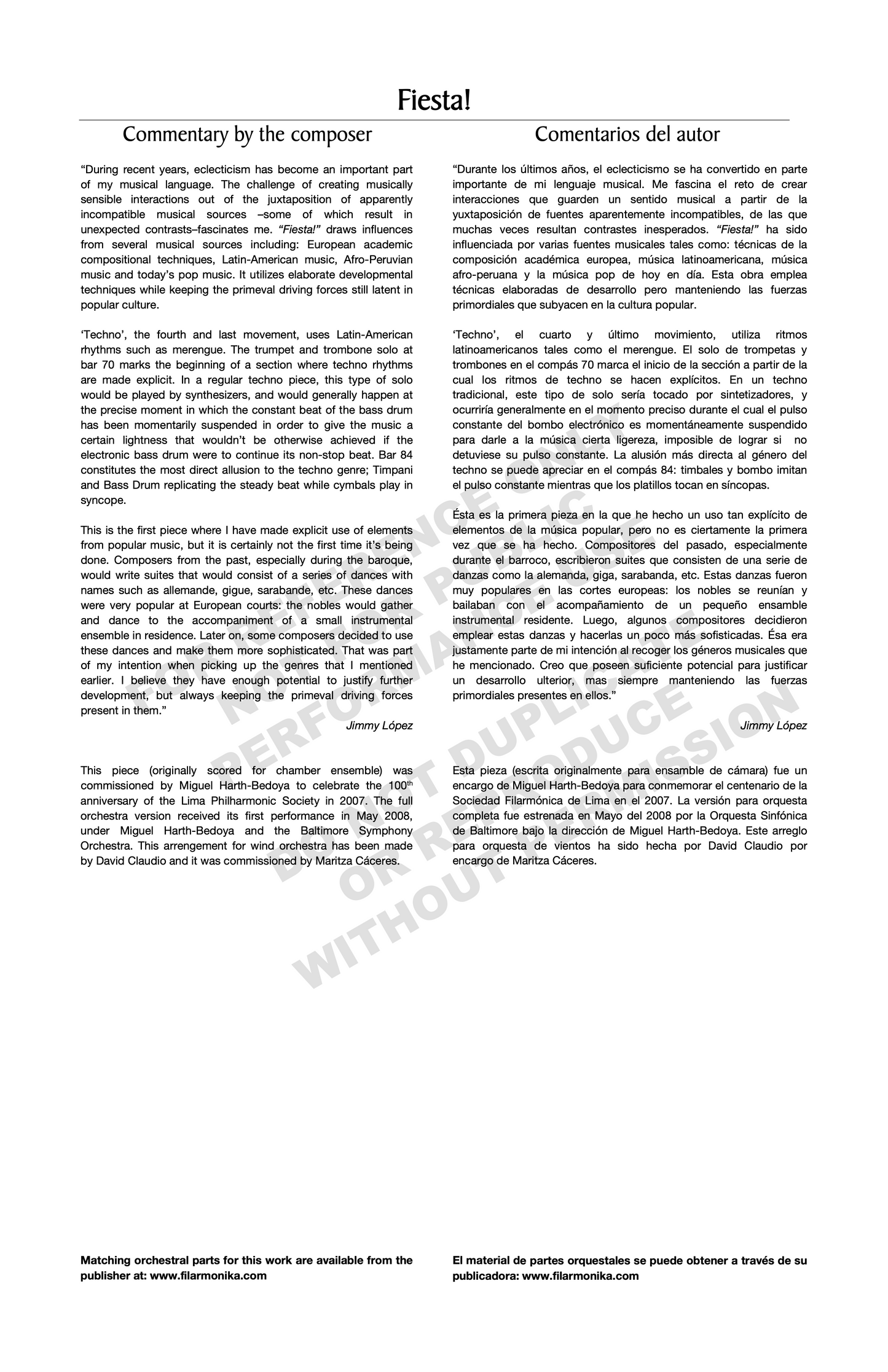 Techno, for Fiesta!, for wind orchestra (arr. Claudio)