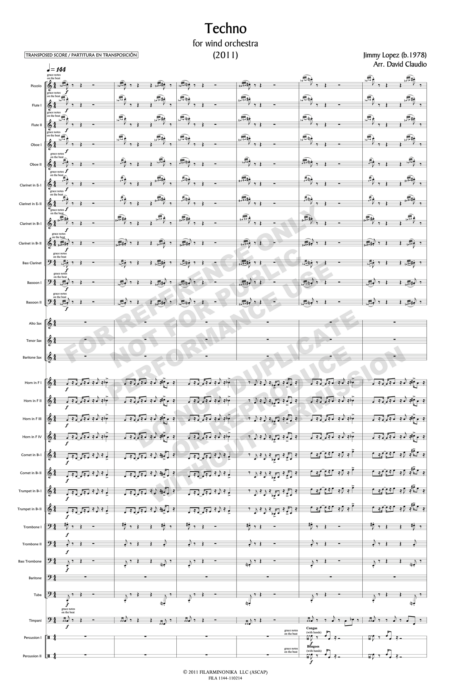 Techno, for Fiesta!, for wind orchestra (arr. Claudio)