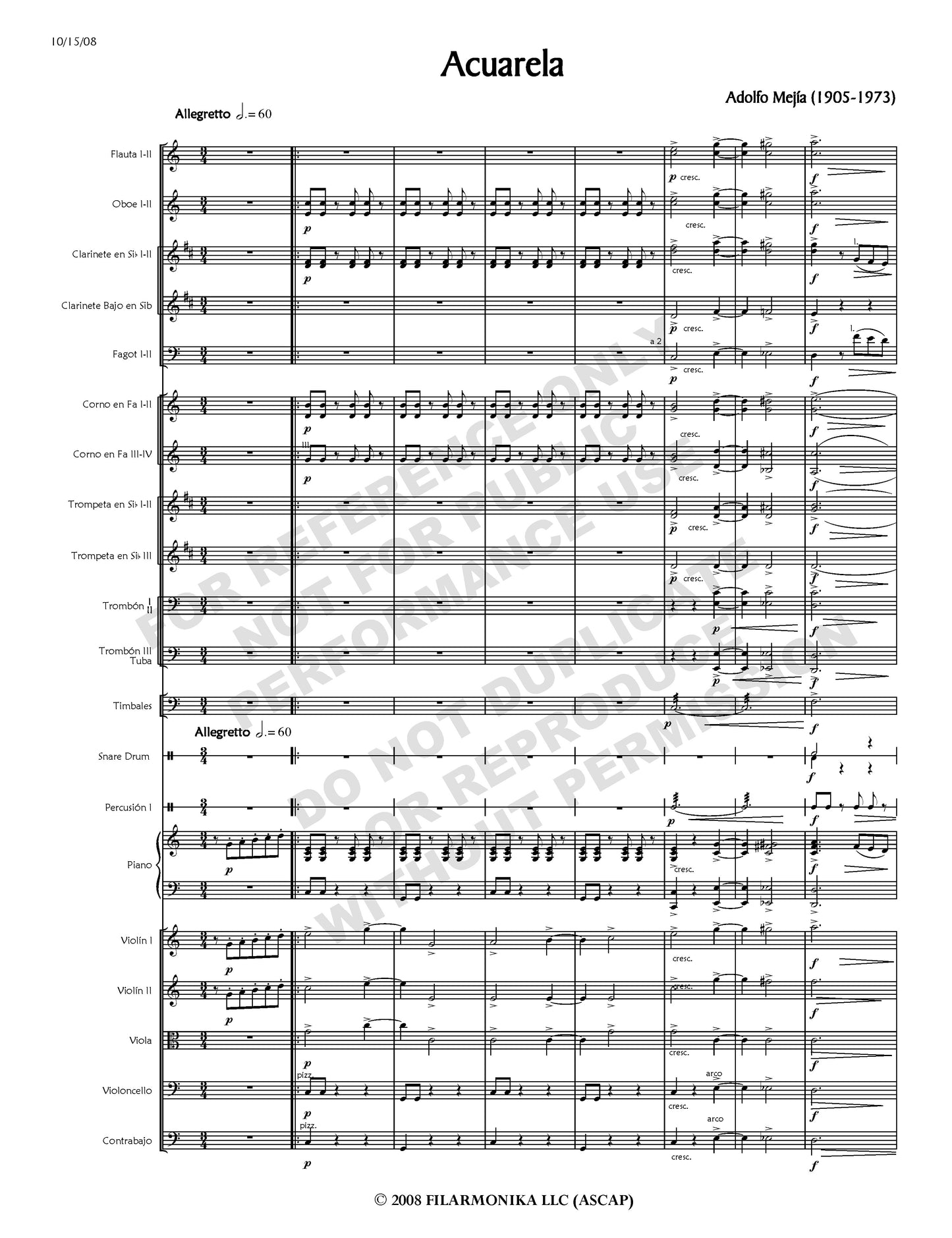 Acuarela, for orchestra