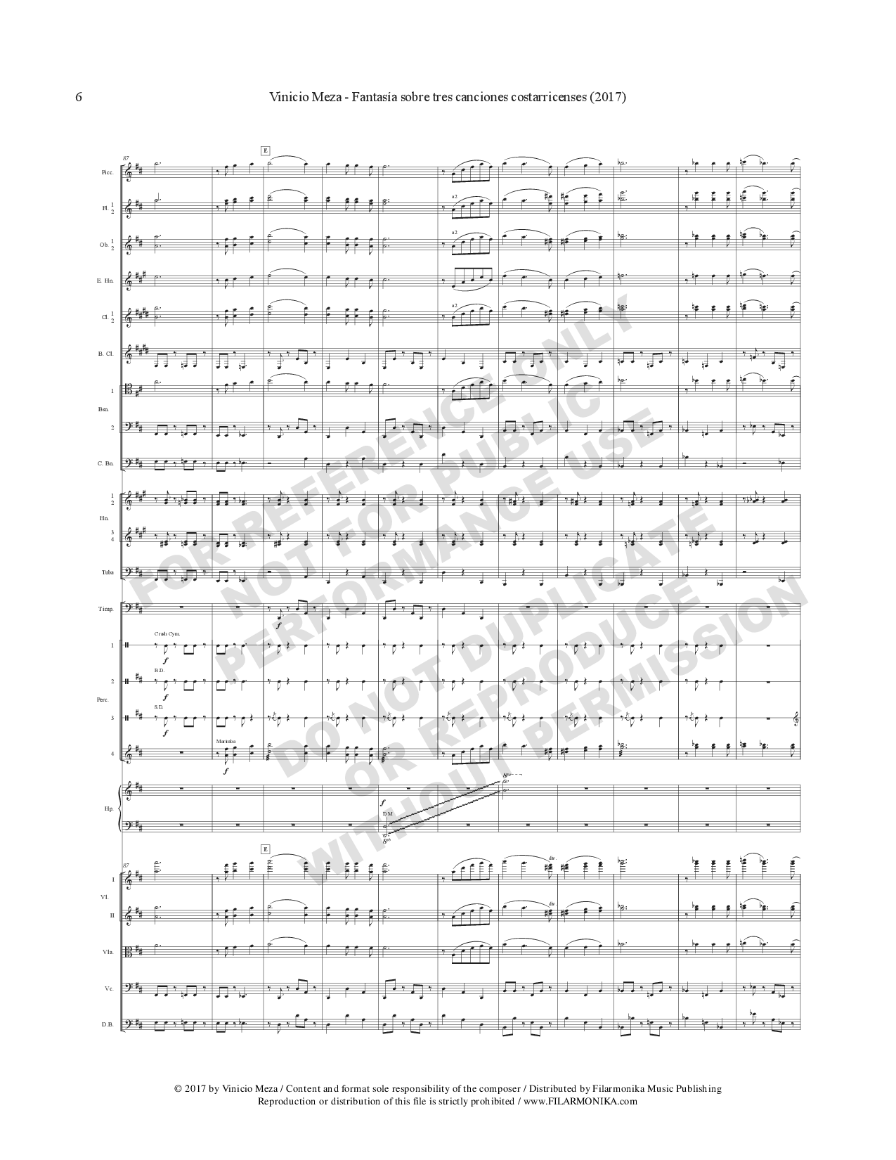 Fantasía sobre tres canciones costarricenses, for orchestra