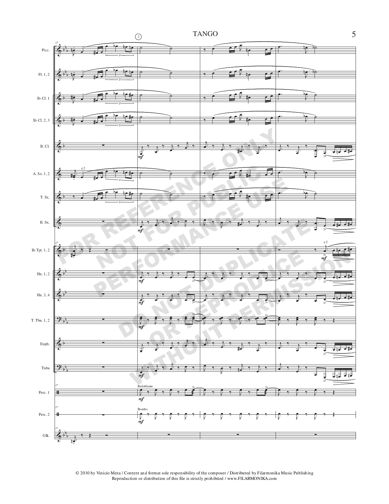 Tango, for concert band