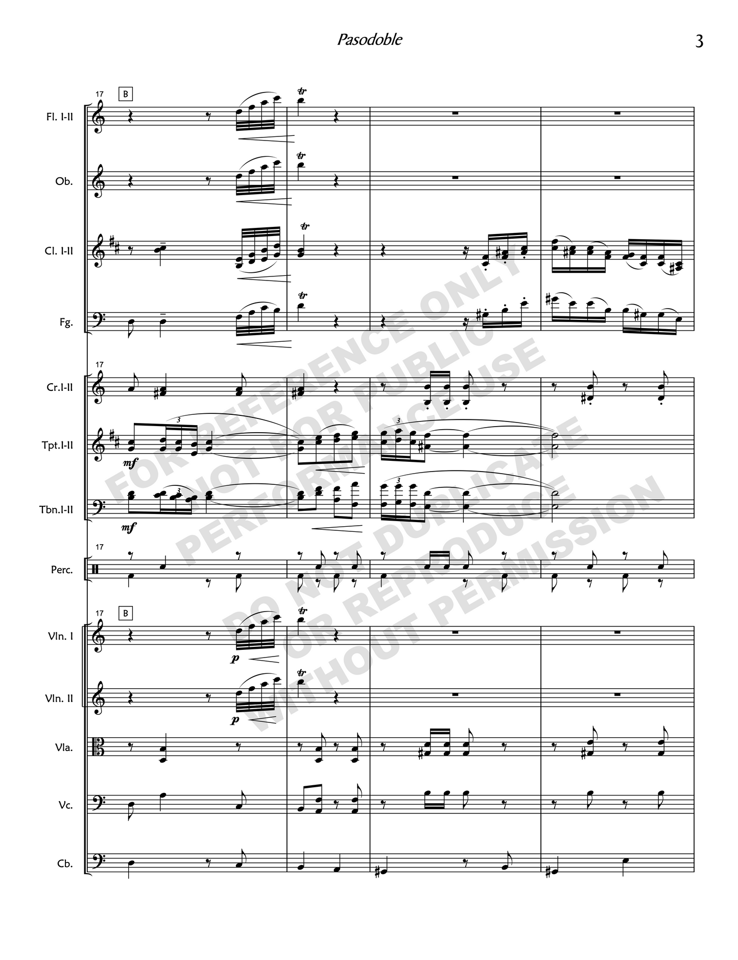 Pasodoble from El gato montés, for orchestra