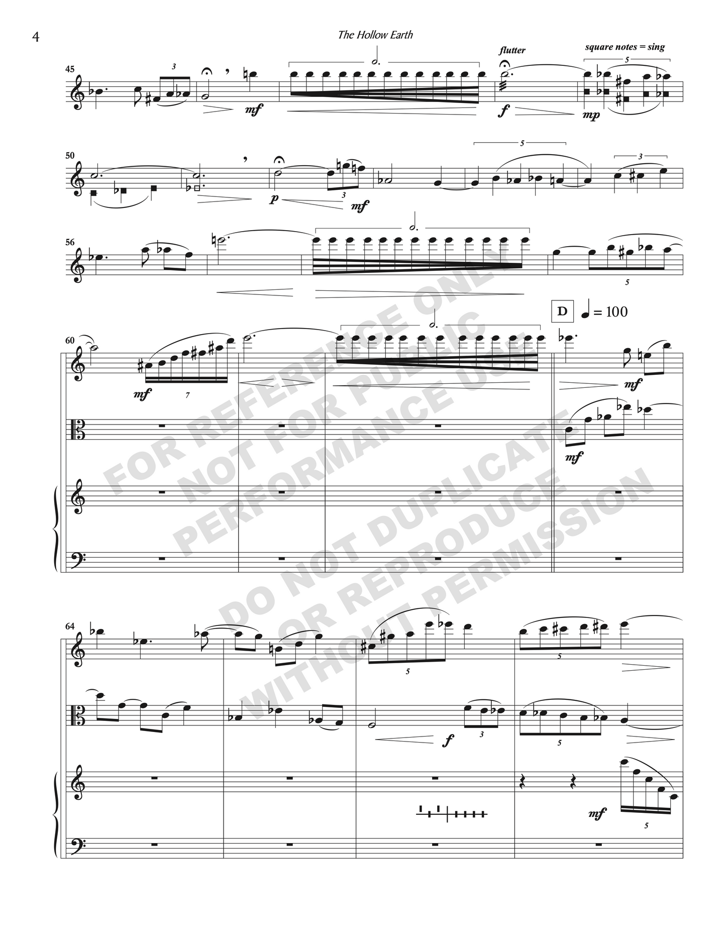 The Hollow Earth, for flute, viola and harp