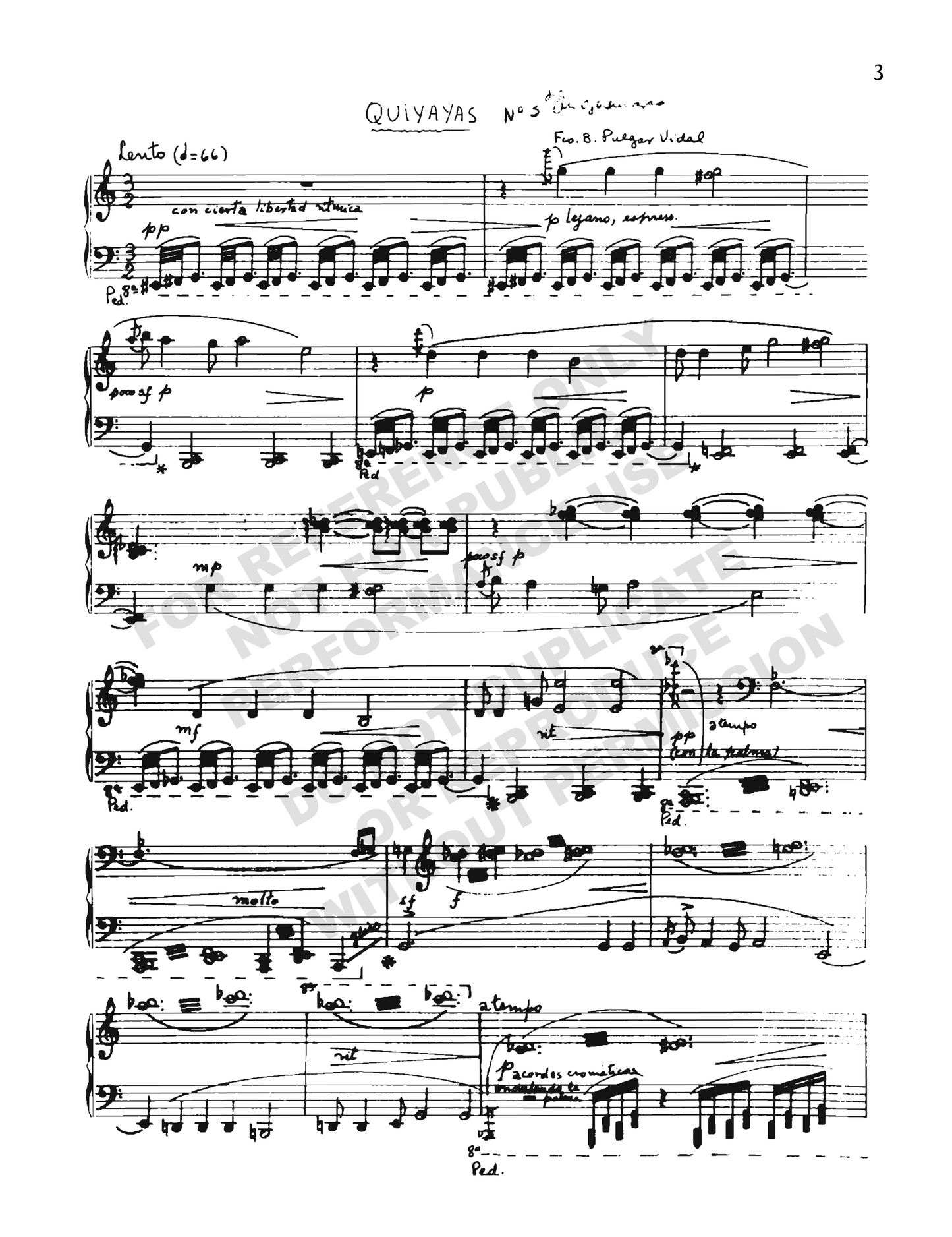 Cuatro quiyayas, for solo piano