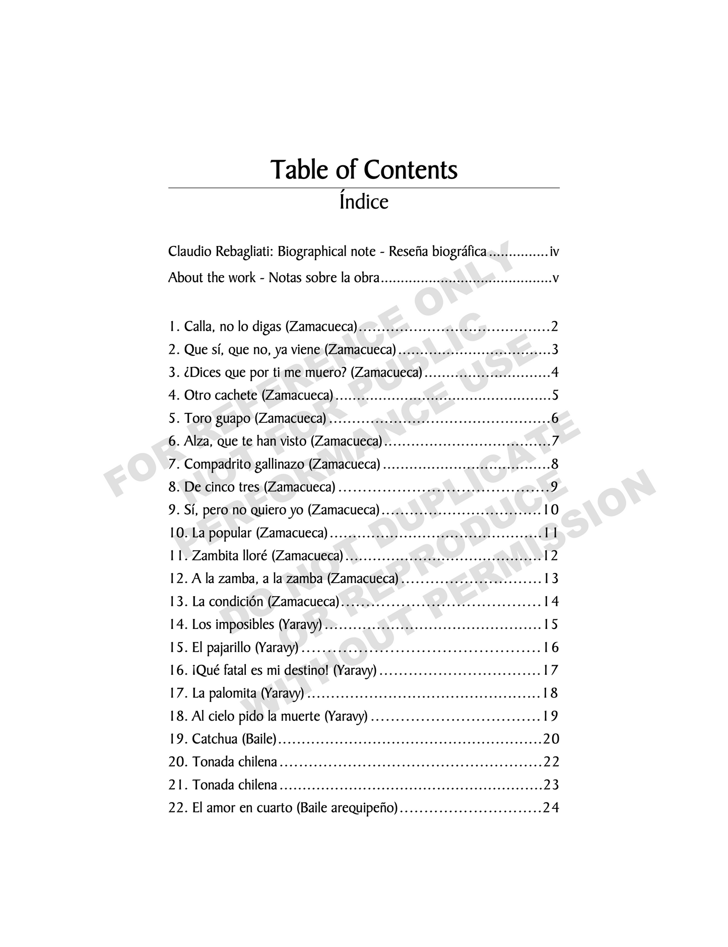 Álbum Sudamericano, Collection of Popular Songs and Dances for solo piano