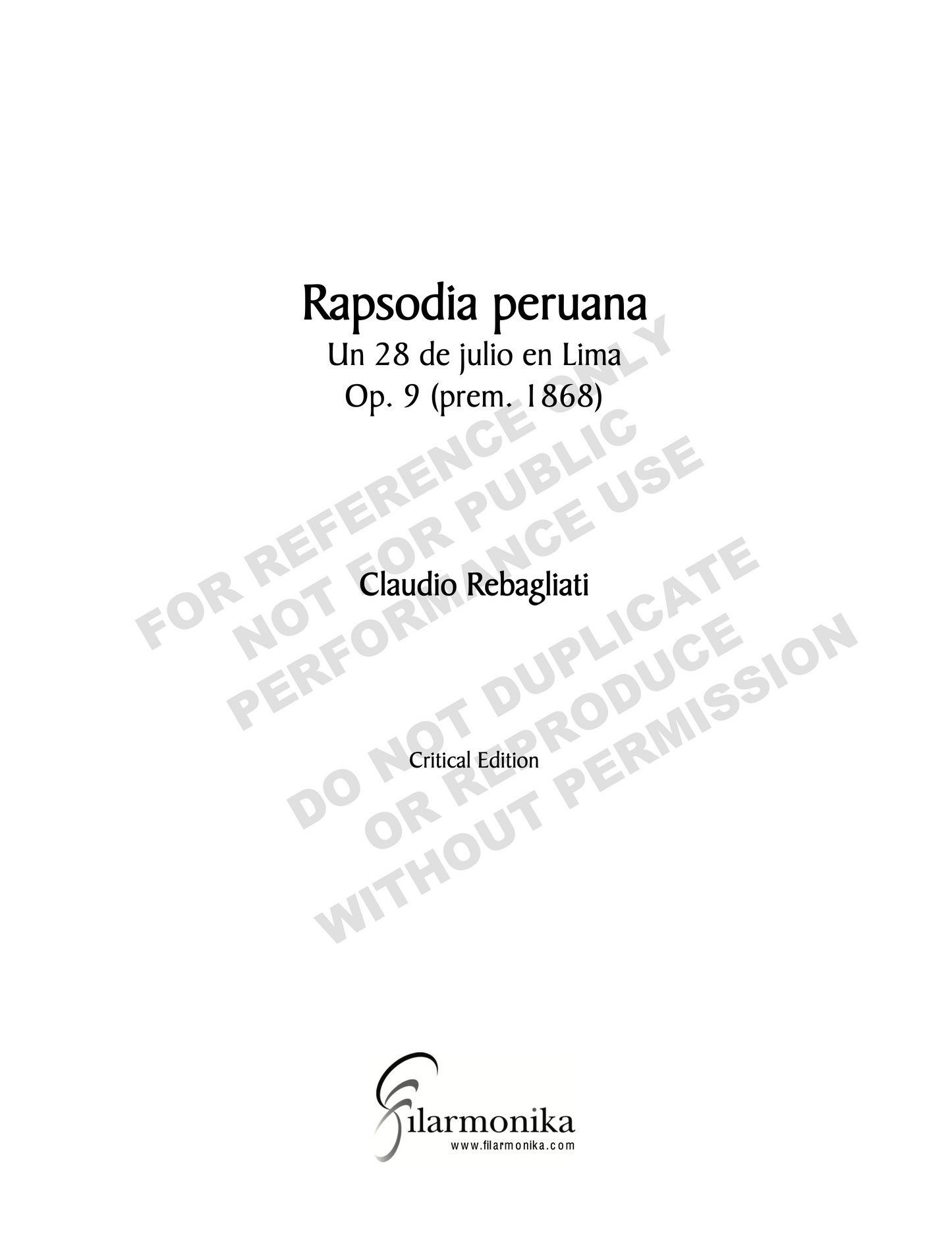 Rapsodia Peruana, for orchestra