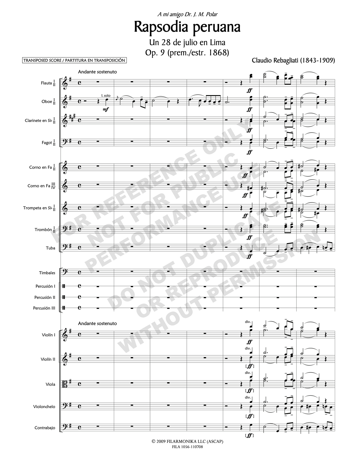Rapsodia Peruana, for orchestra