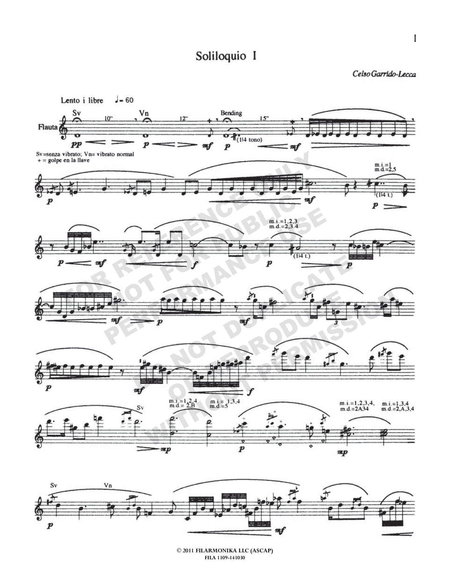Soliloquio I, for solo flute