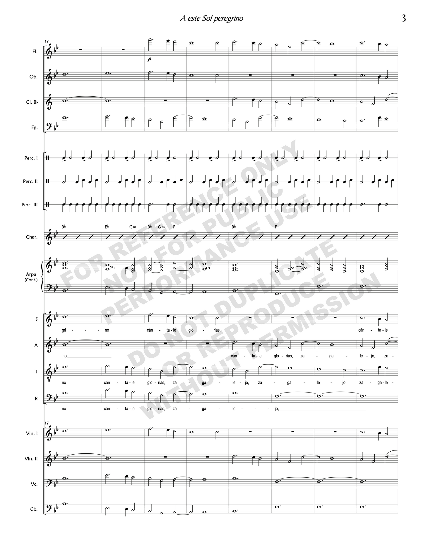 A este sol peregrino, for chorus and ensemble