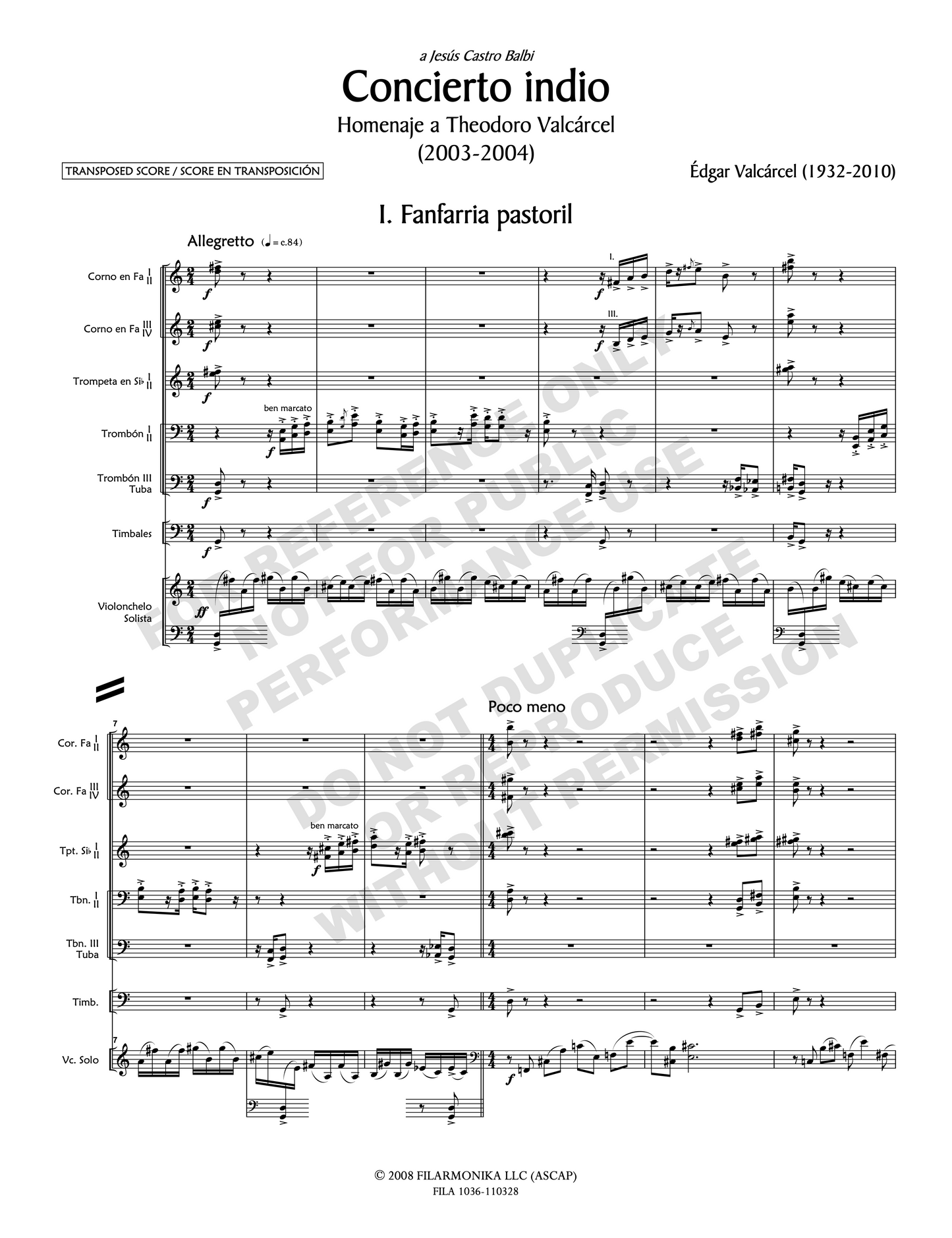 Concierto indio, for cello and orchestra