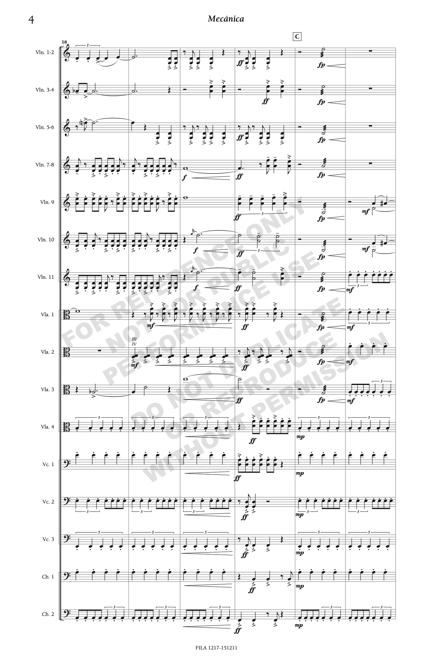 Mecánica, for strings