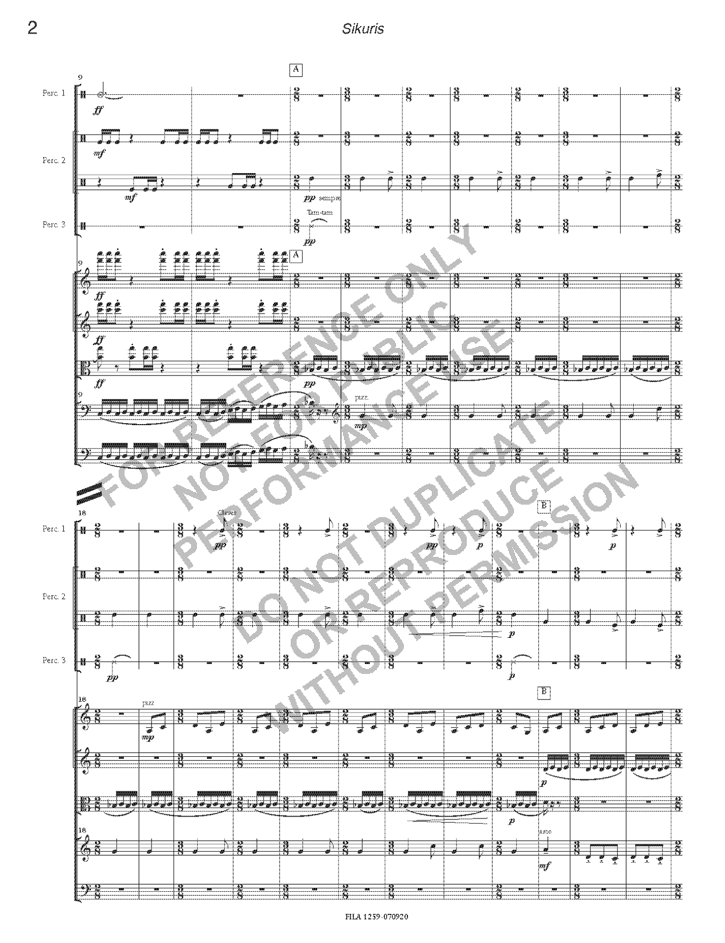Sikuris, for strings and percussion
