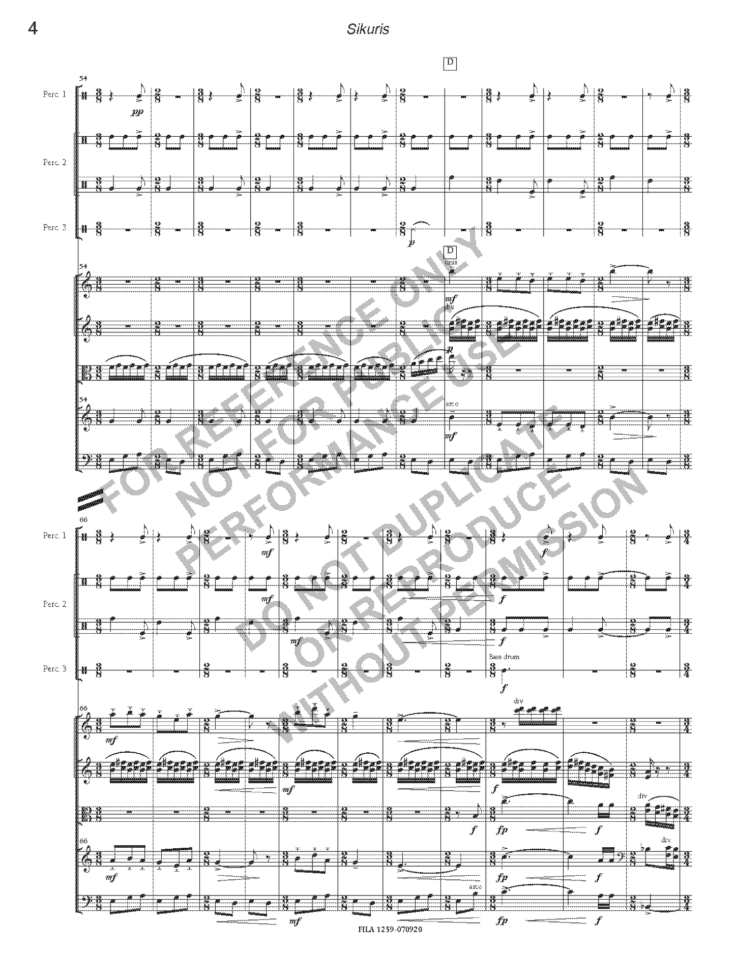 Sikuris, for strings and percussion