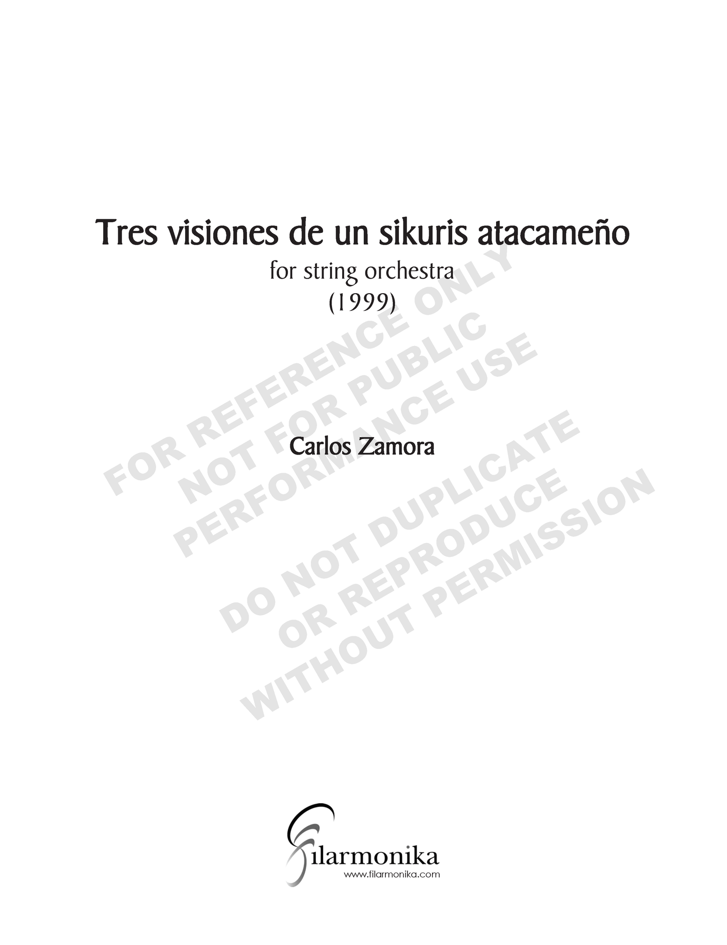 Tres visiones de un sikuris atacameño, for strings