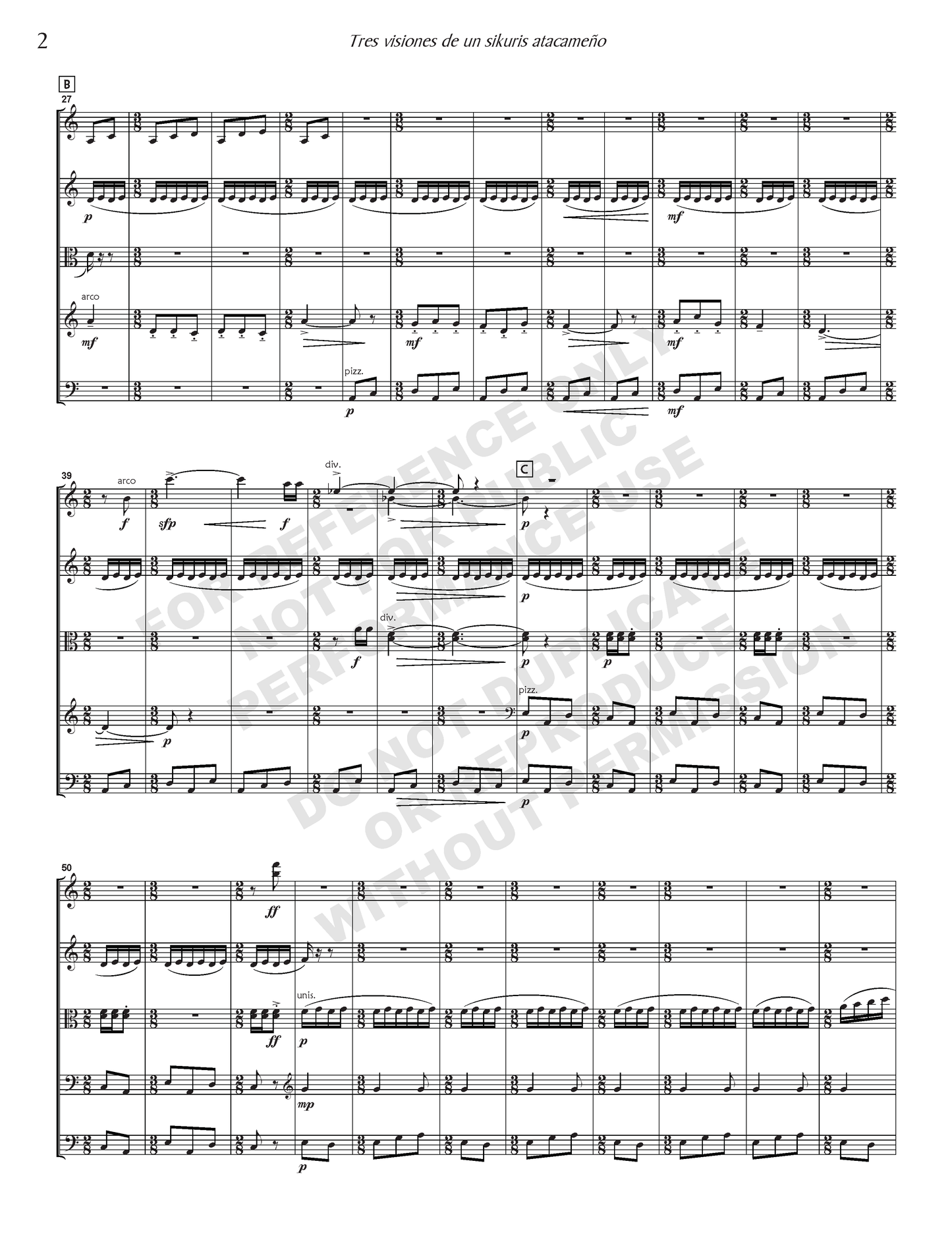 Tres visiones de un sikuris atacameño, for strings