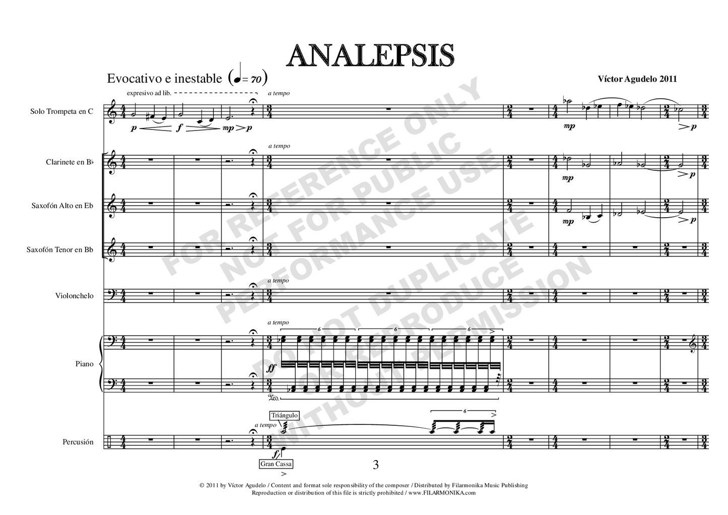 Analepsis, for trumpet and ensemble
