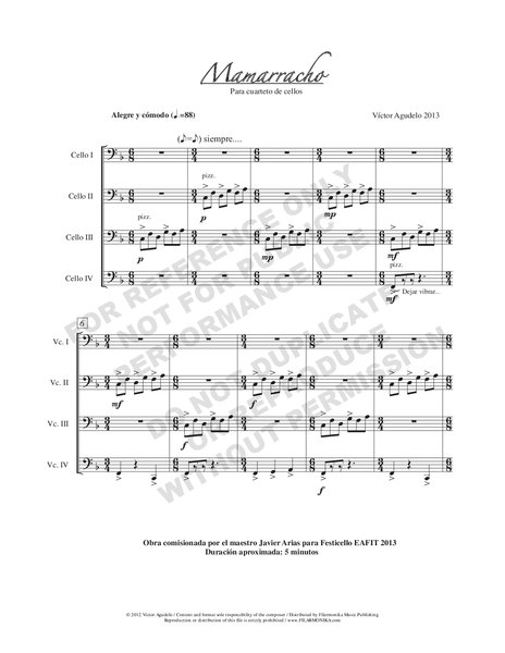 Mamarracho, for violoncello quartet