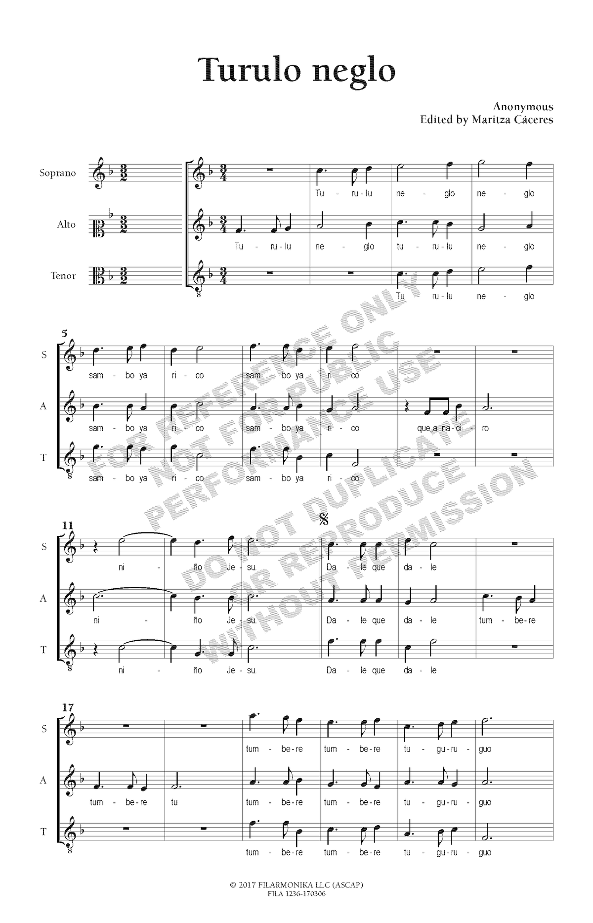 Turulo Turulo neglo (ed. Cáceres) – FILARMONIKA Music Publishing