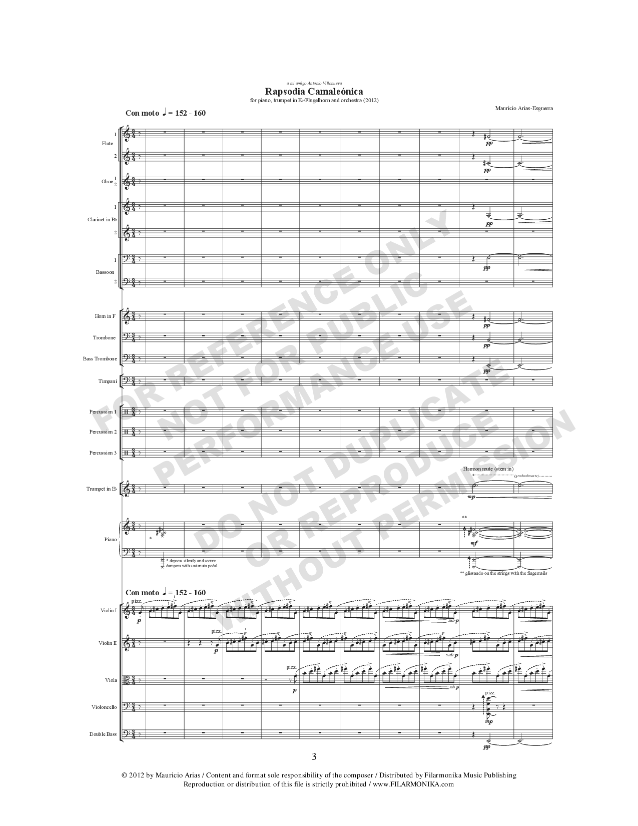 Rapsodia camaleónica, for trumpet, piano, and orchestra