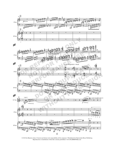 Rapsodia camaleónica, for trumpet and 2 pianos (Reduction)