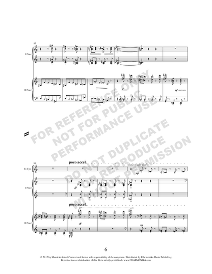 Rapsodia camaleónica, for trumpet and 2 pianos (Reduction)