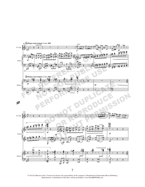Rapsodia camaleónica, for trumpet and 2 pianos (Reduction)