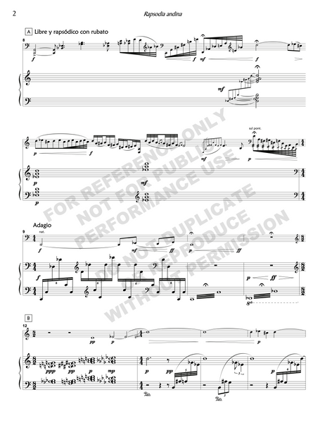 Rapsodia Andina, for cello and piano