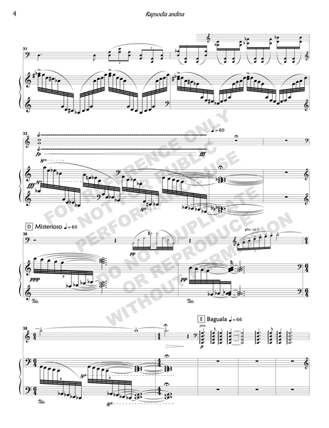 Rapsodia andina, for cello and piano
