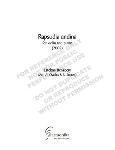 Rapsodia andina , for violin and piano