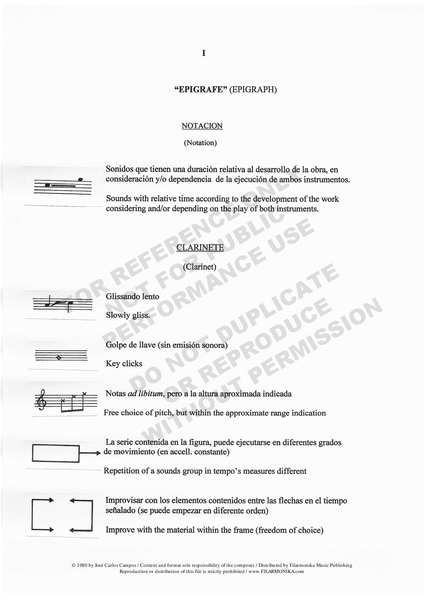 Epígrafe, for clarinet and piano