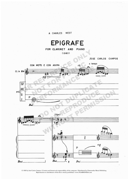 Epígrafe, for clarinet and piano