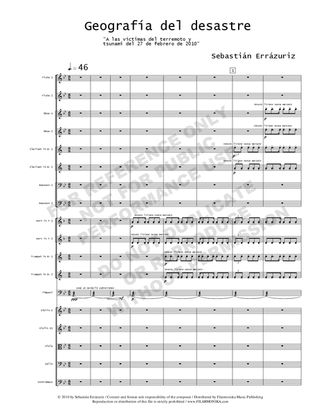 Geografía del desastre, for orchestra