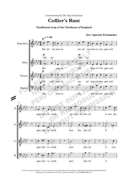 Collier's Rant, for choir
