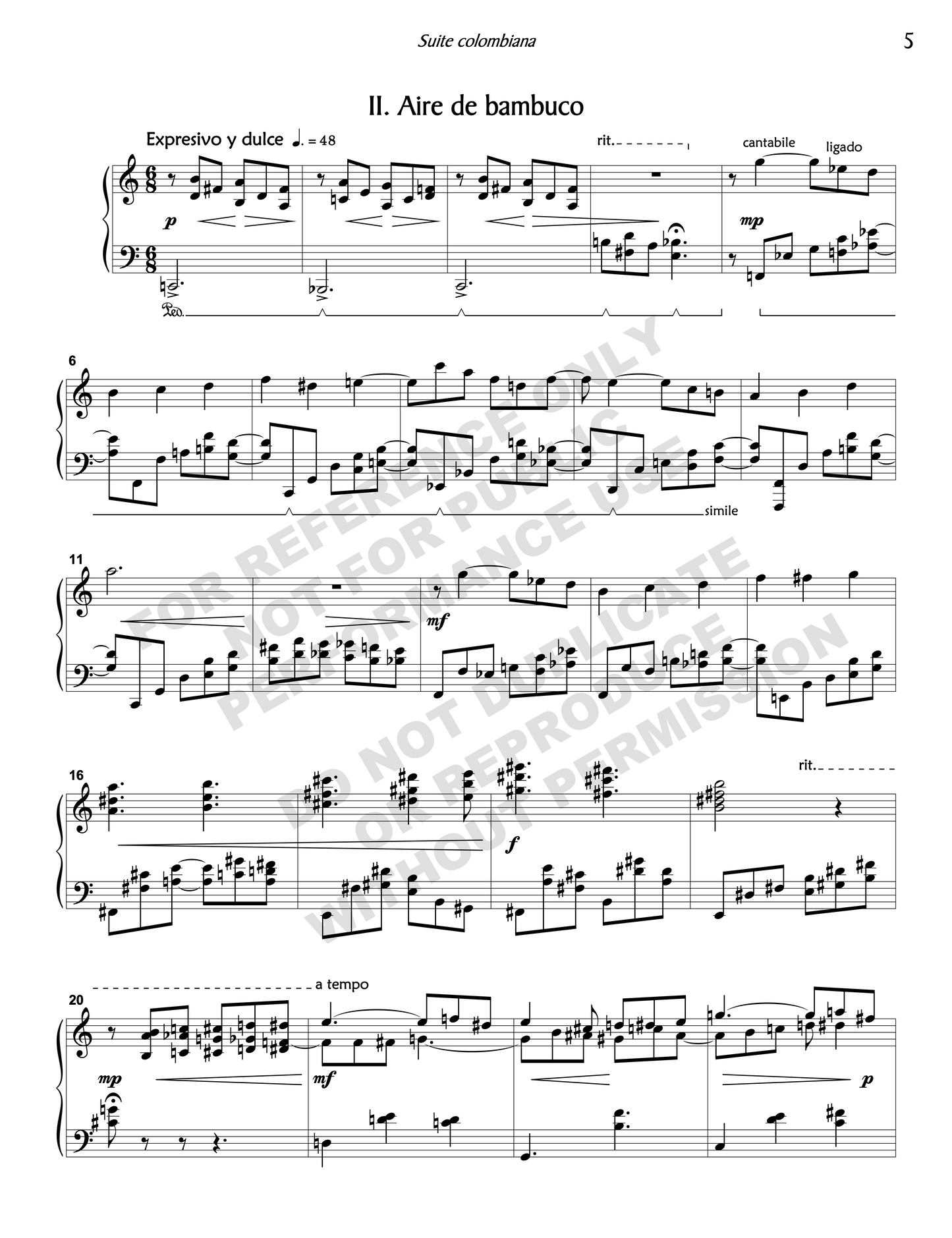 Suite colombiana, for solo piano
