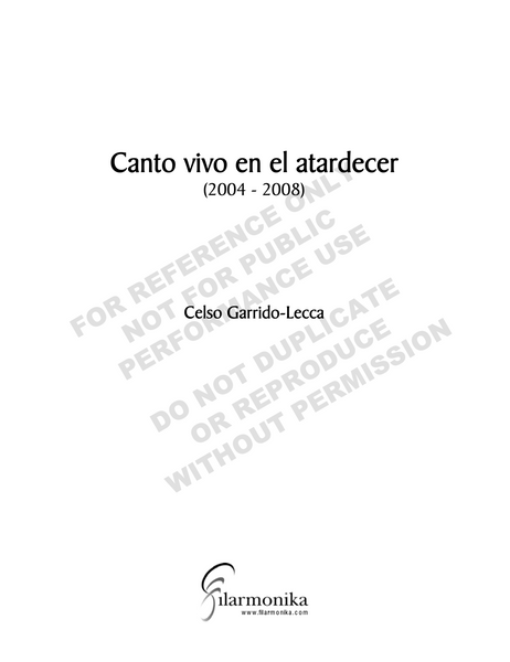 Canto vivo en el atardecer, for baritone and orchestra