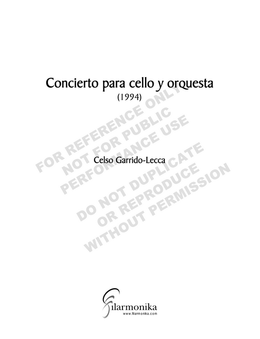 Concerto for cello and orchestra / Concierto para cello y orquesta
