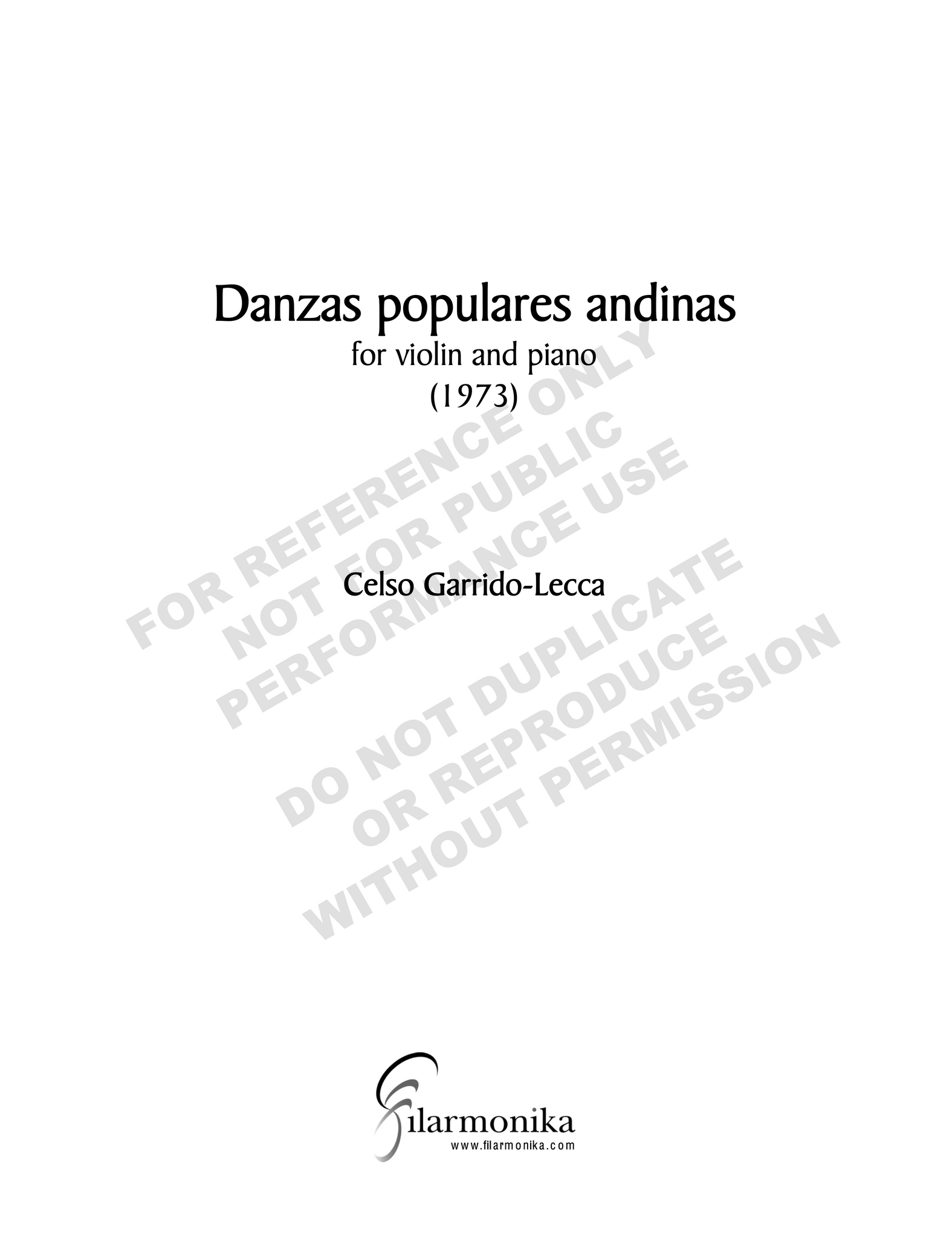 Danzas populares andinas, for violin and piano