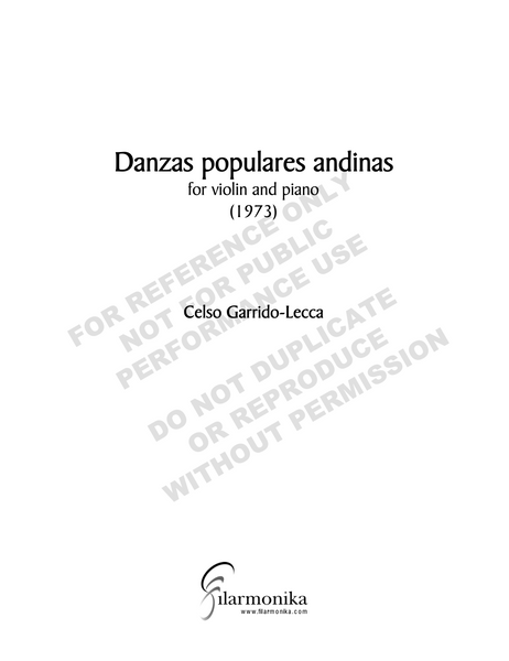 Danzas populares andinas, for violin and piano