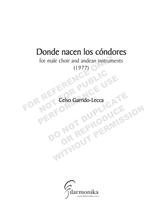 Donde nacen los cóndores, for male choir and andean instruments
