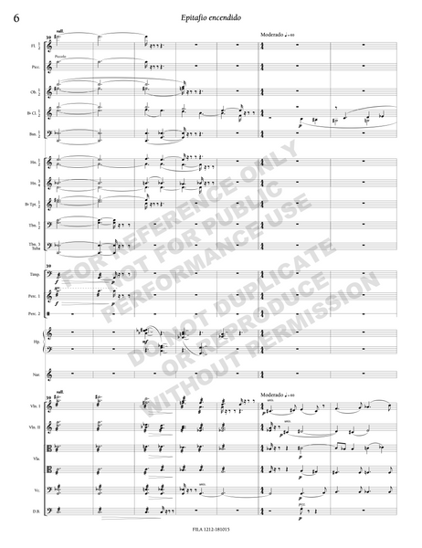 Epitafio encendido, for narrator and orchestra