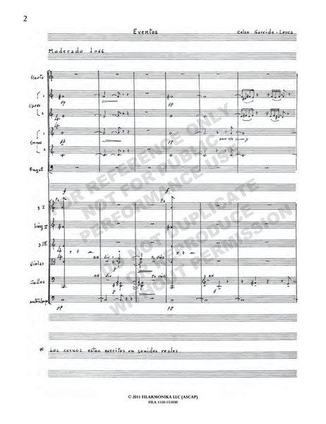 Eventos, for chamber orchestra
