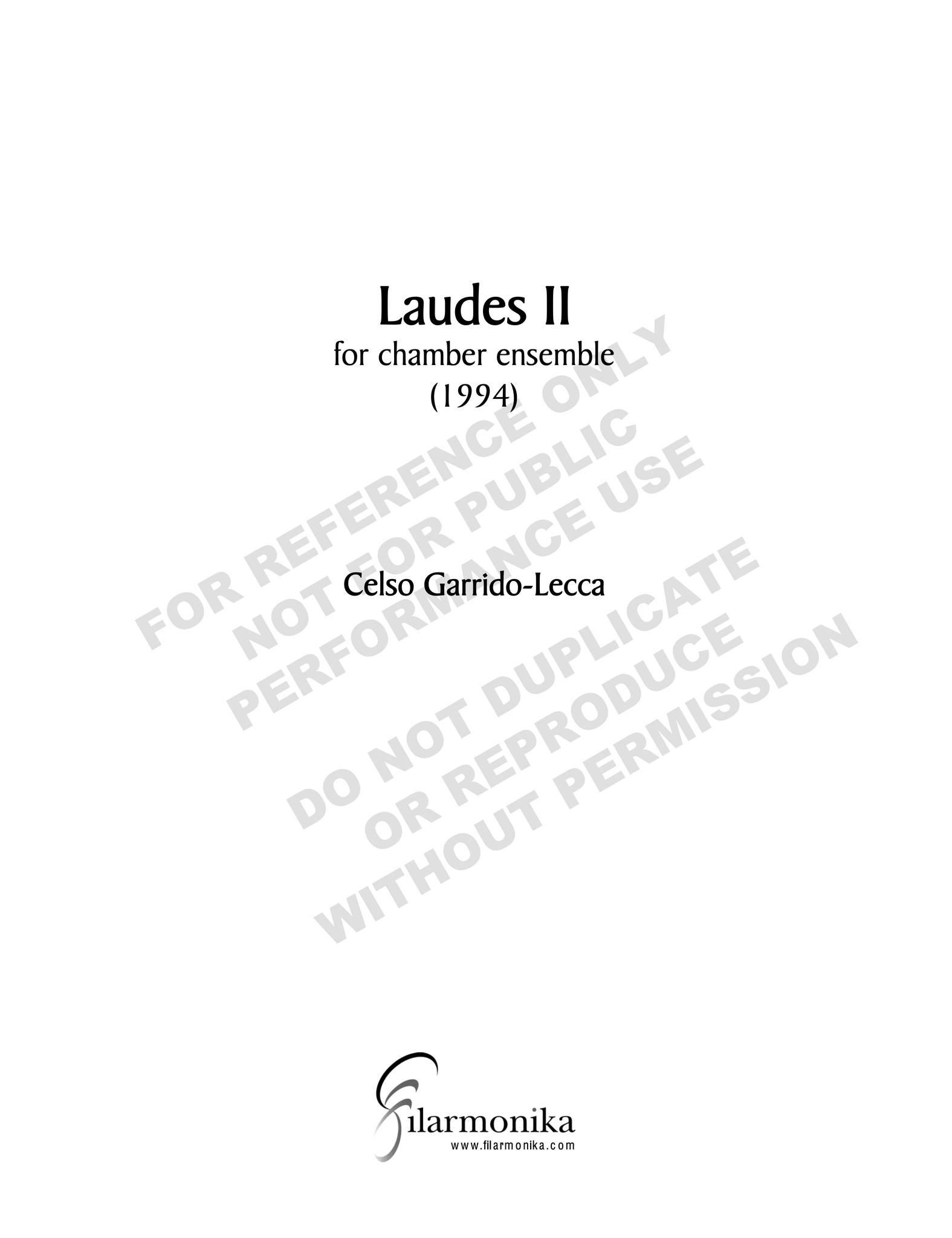 Laudes II, for chamber ensemble