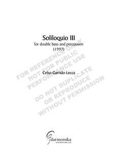 Soliloquio III, for double bass and percussion