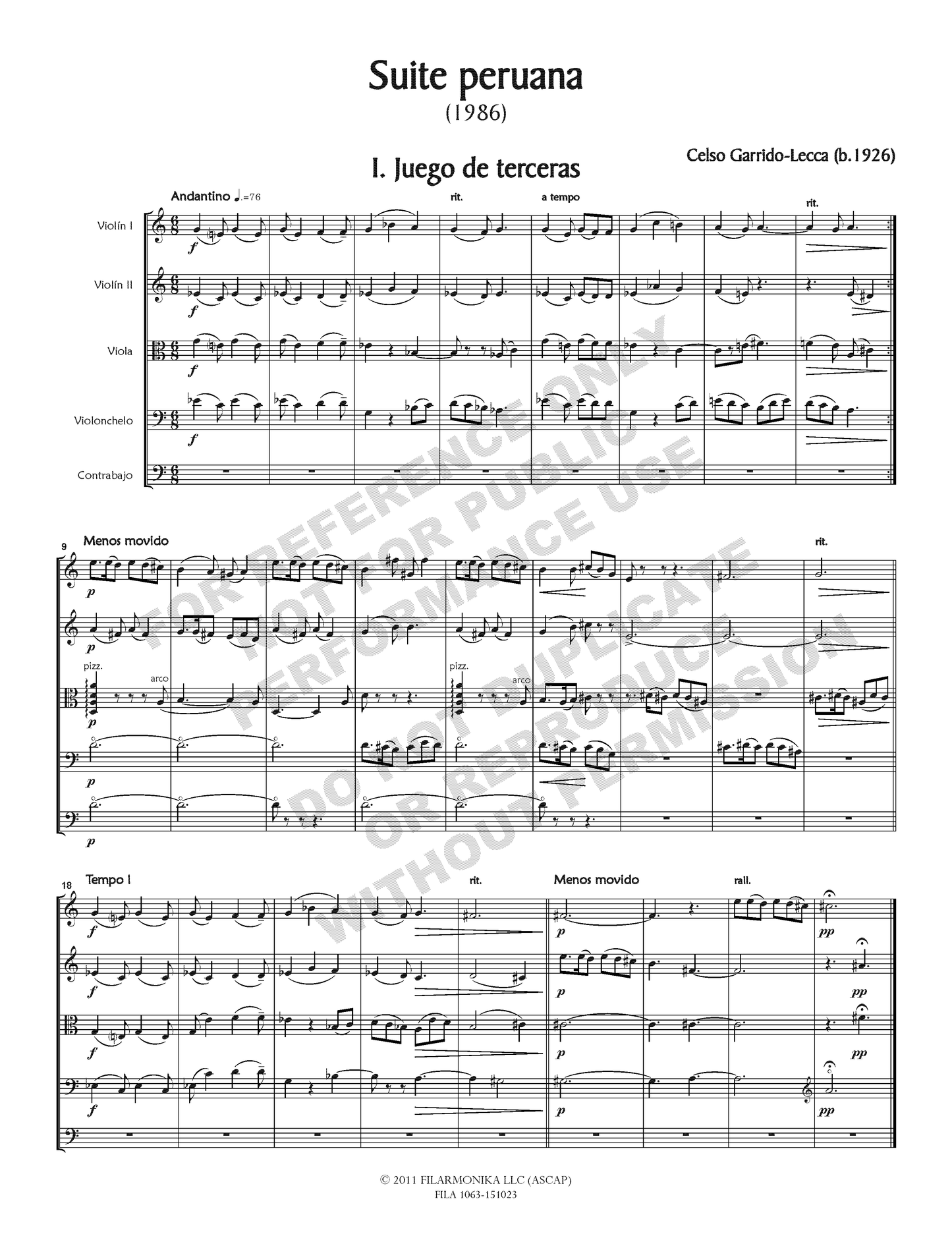Suite peruana, for strings