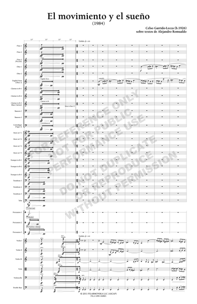 El movimiento y el sueño, for chorus, two narrators, and orchestra