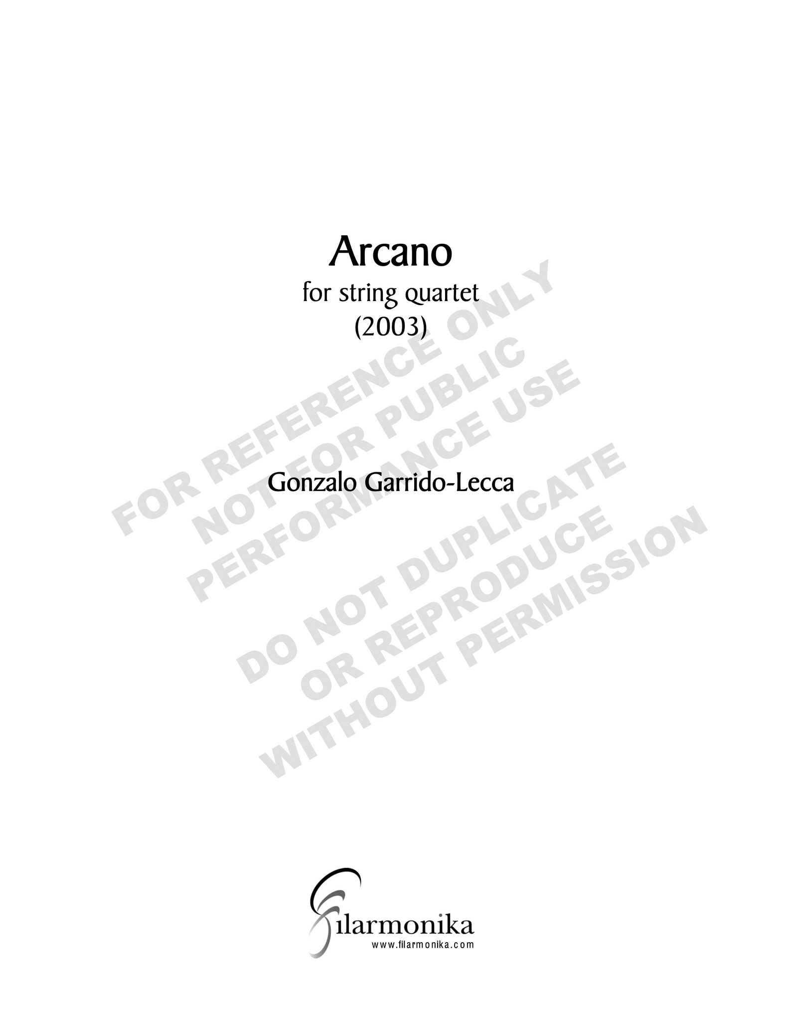 Arcano, for string quartet